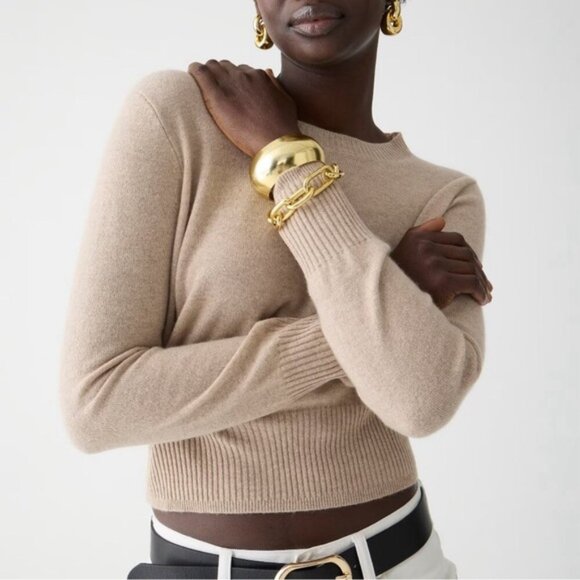 NWT J.Crew Cashmere Shrunken Crewneck Sweater in Heather Stone, Size XXS - Picture 4 of 8
